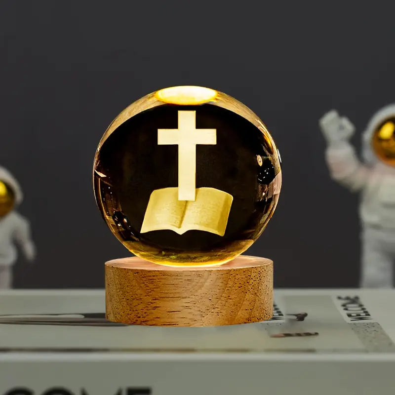 Luminaria Esfera de Cristal Sagrada 3D