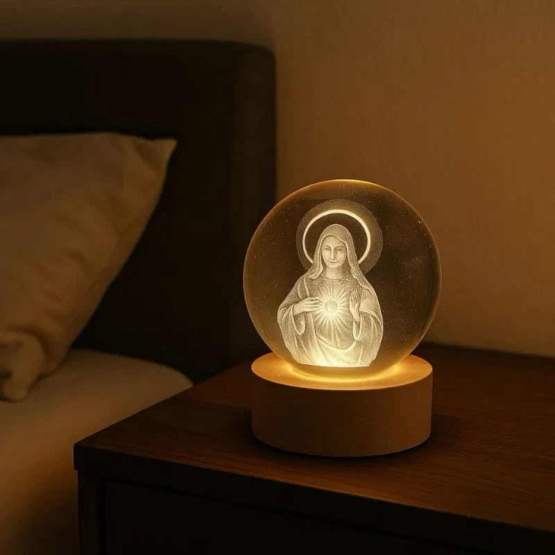 Luminaria Esfera de Cristal Sagrada 3D