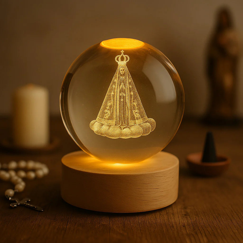 Luminaria Esfera de Cristal Sagrada 3D